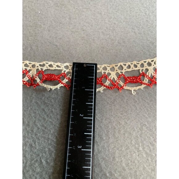 Vintage Lace Trim Red Floral Pattern 1" x 4 yards Crochet Craft Sewing Supplies - Picture 6 of 6